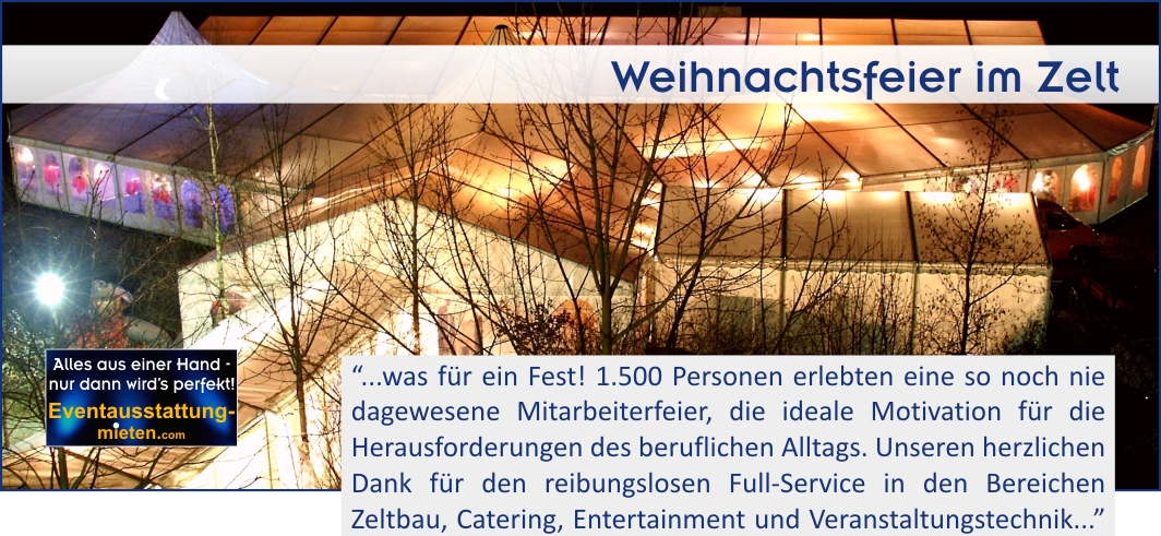 Zelt für Weihnachtsfeier mit Full-Service Zeltverleih Bayern Exklusive Zeltlandschaft bei Nacht