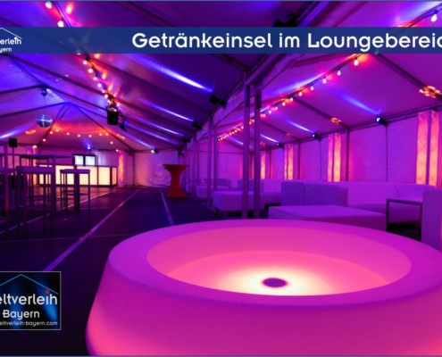 Das individuell gestaltete 70er-Jahre Discozelt war das Highlight nach dem offiziellen Betriebsfest der Firma Haas Fertigbau.