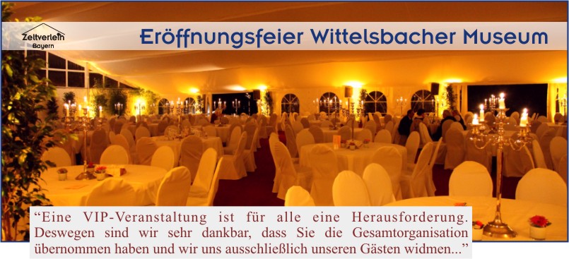 Nach der Eröffnungsfeier: runde Banketttische im VIP-Zelt für 500 Personen.
